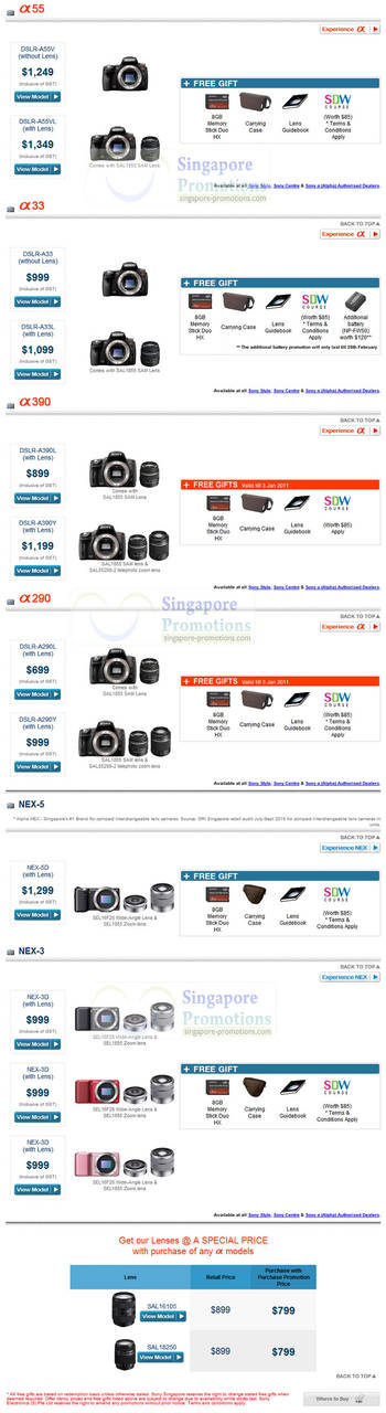 4 Mar 2011 Updated Price List Sony DSLR