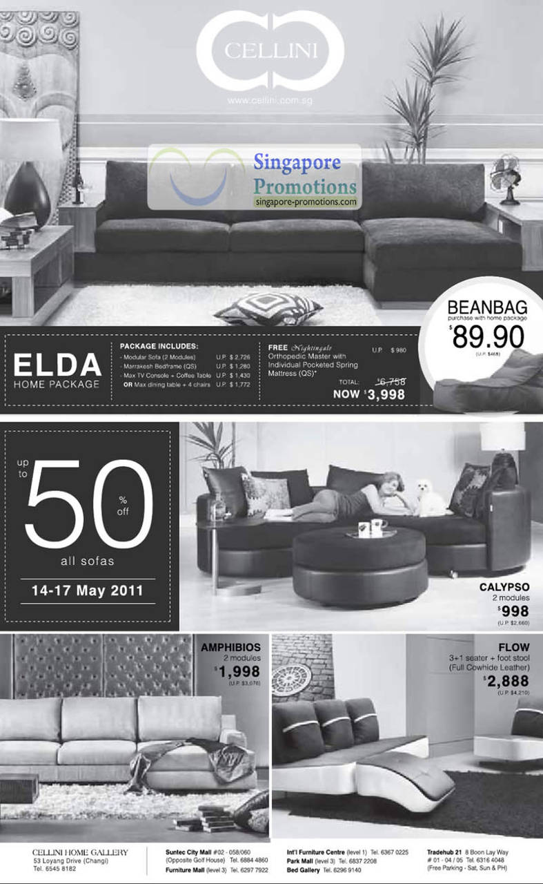 14 May Up To 50 Percent Off Sofas, Amphibios, Flow, Calypso, Elda Home Package