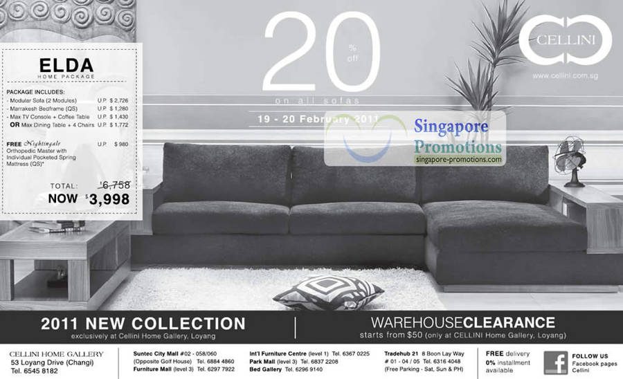 19 Feb Cellini Elda Home Package, Warehouse Clearance