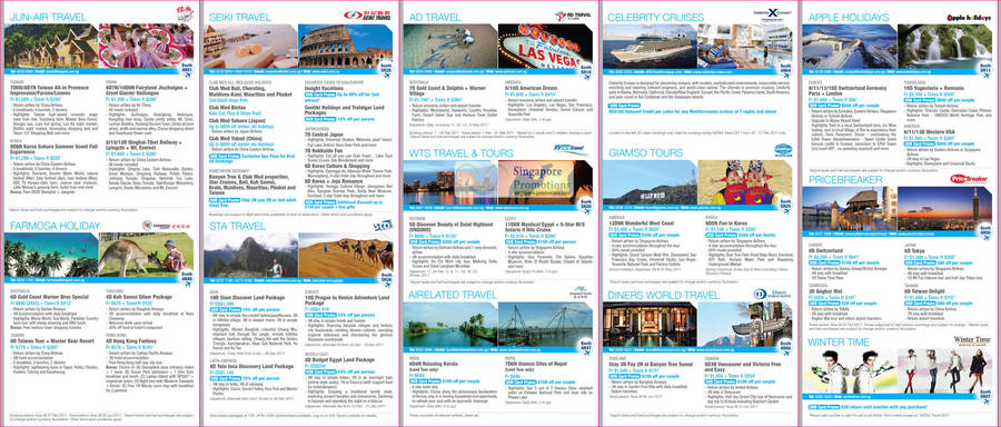 Jun-Air Travel, Seiki Travel, AD Travel, Farmosa Holiday, STA Travel, WTS Travel & Tours, etc