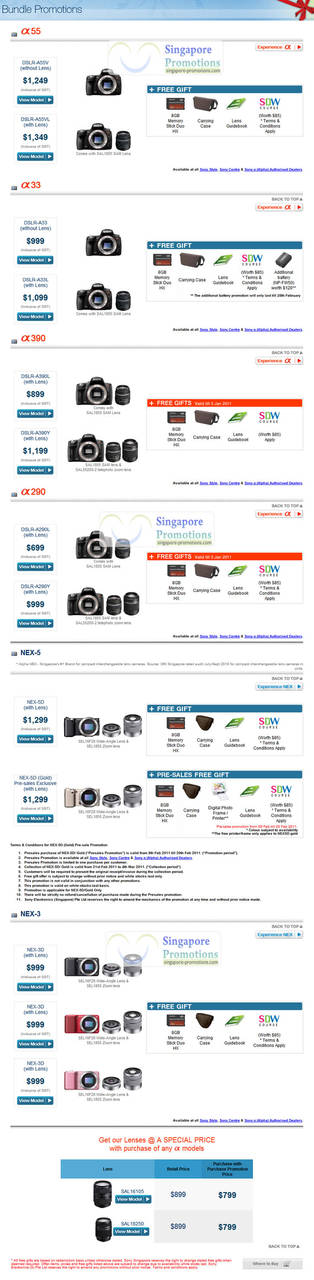 Sony Alpha DSLR Digital Cameras 10 Feb 2011