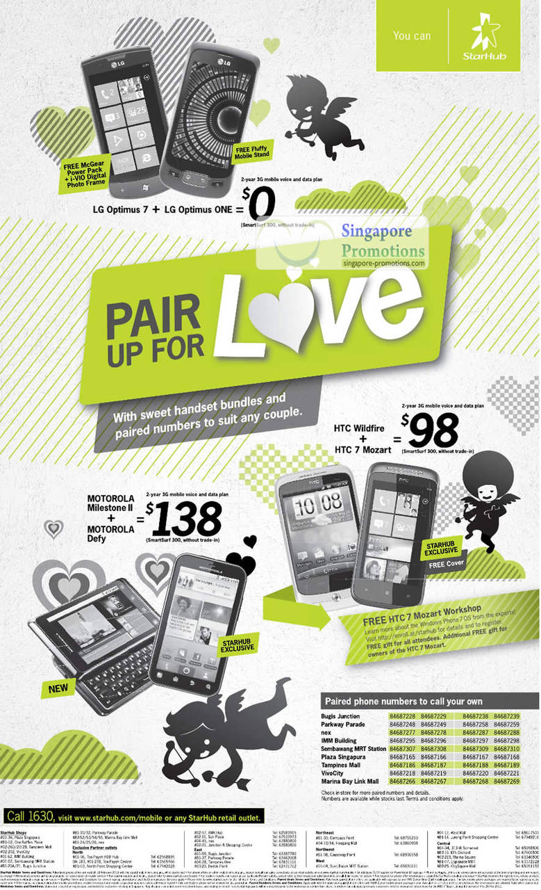 Valentines Day, LG Optimus 7, Optimus One, HTC Wildfire, 7 Mozart, Motorola Milestone II, Defu