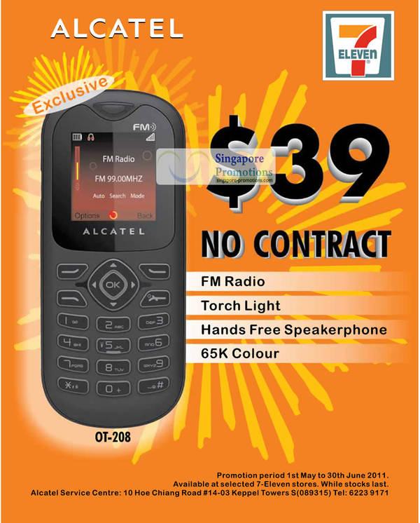 Featured image for (EXPIRED) Alcatel Mobile Phone OT-208 Special Offer @ 7-Eleven 13 May – 30 Jun 2011