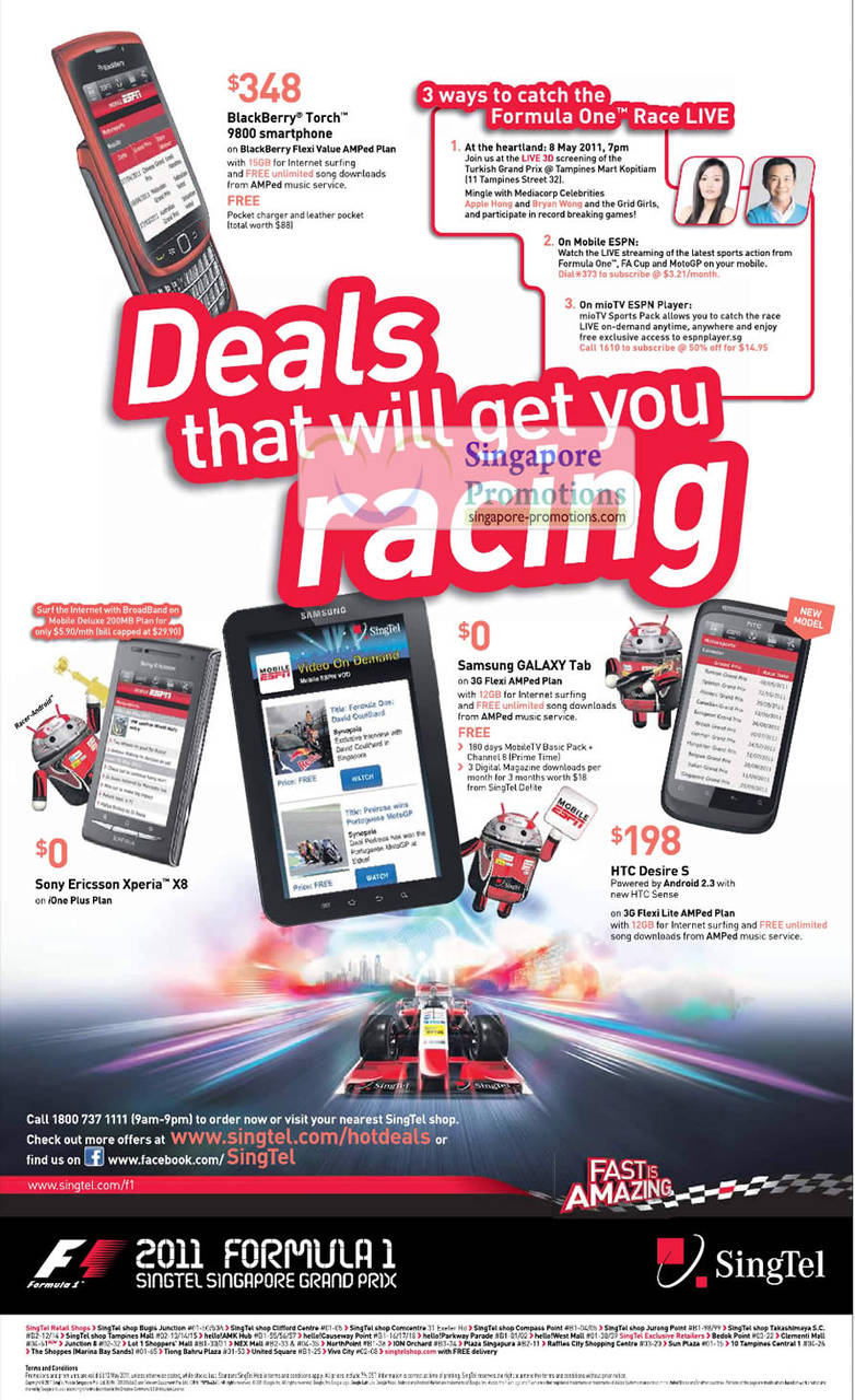 Blackberry Torch 9800, Sony Ericsson Xperia X8, HTC Desire S, Samsung Galaxy Tab