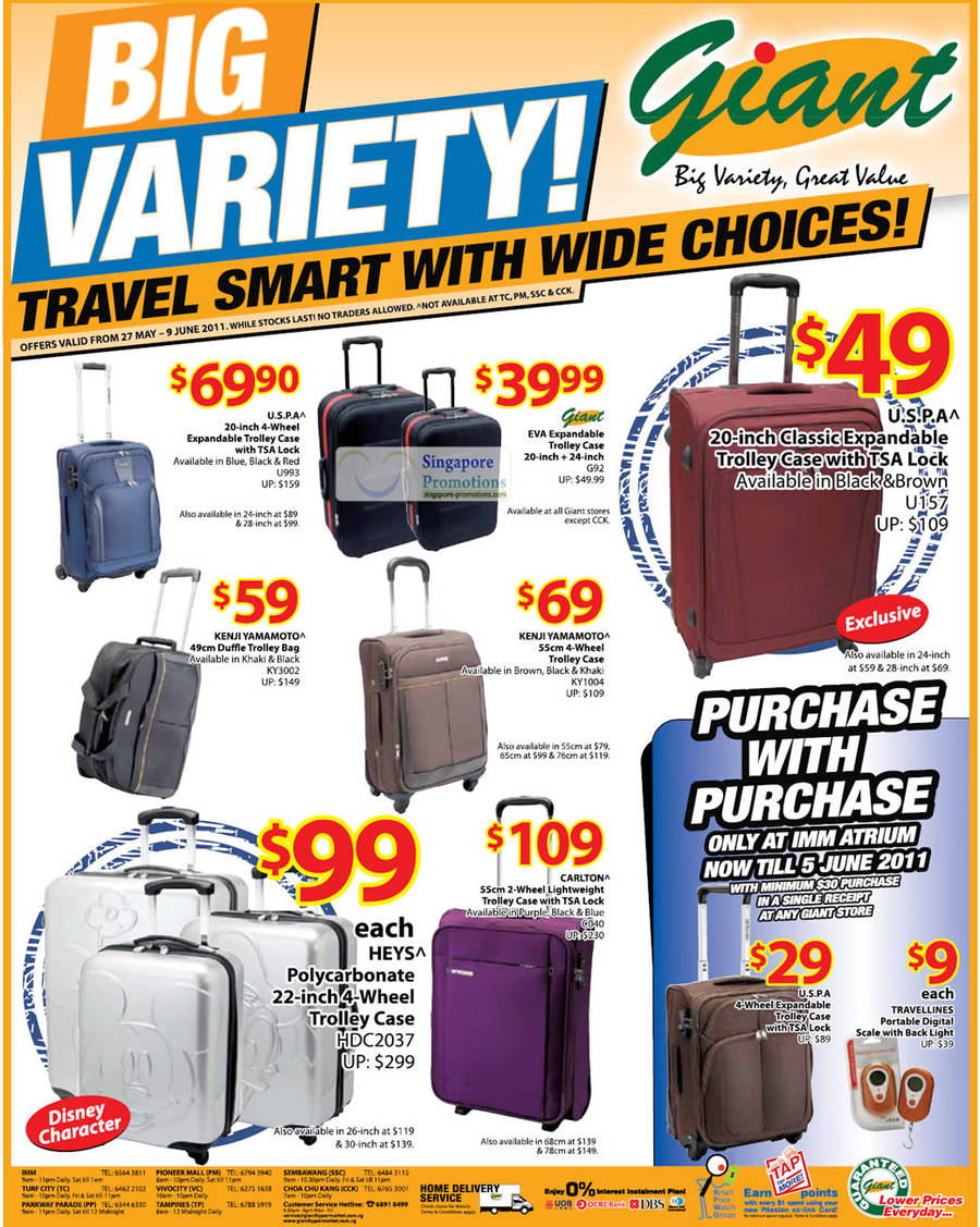 Giant Hypermarket Luggage Sale 27 May – 9 Jun 2011