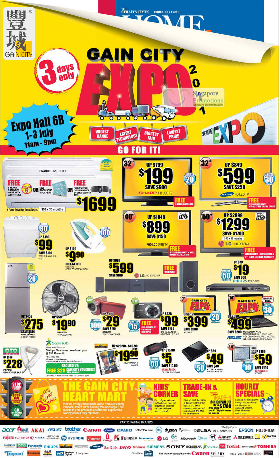 1 Jul Limited Deals, Sharp LCD TV, LG Plasma, LED Samsung, Air Conditioner System 3, Hitachi, ASUS K43U, Shinco, 500GB External Drive, Sandisk, Playstation Games