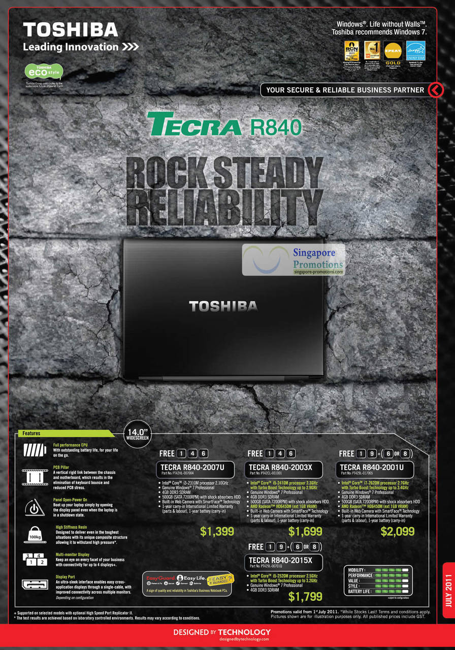 12 Jul Notebooks Tecra R840 2007U, 2003X, 2015X, 2001U