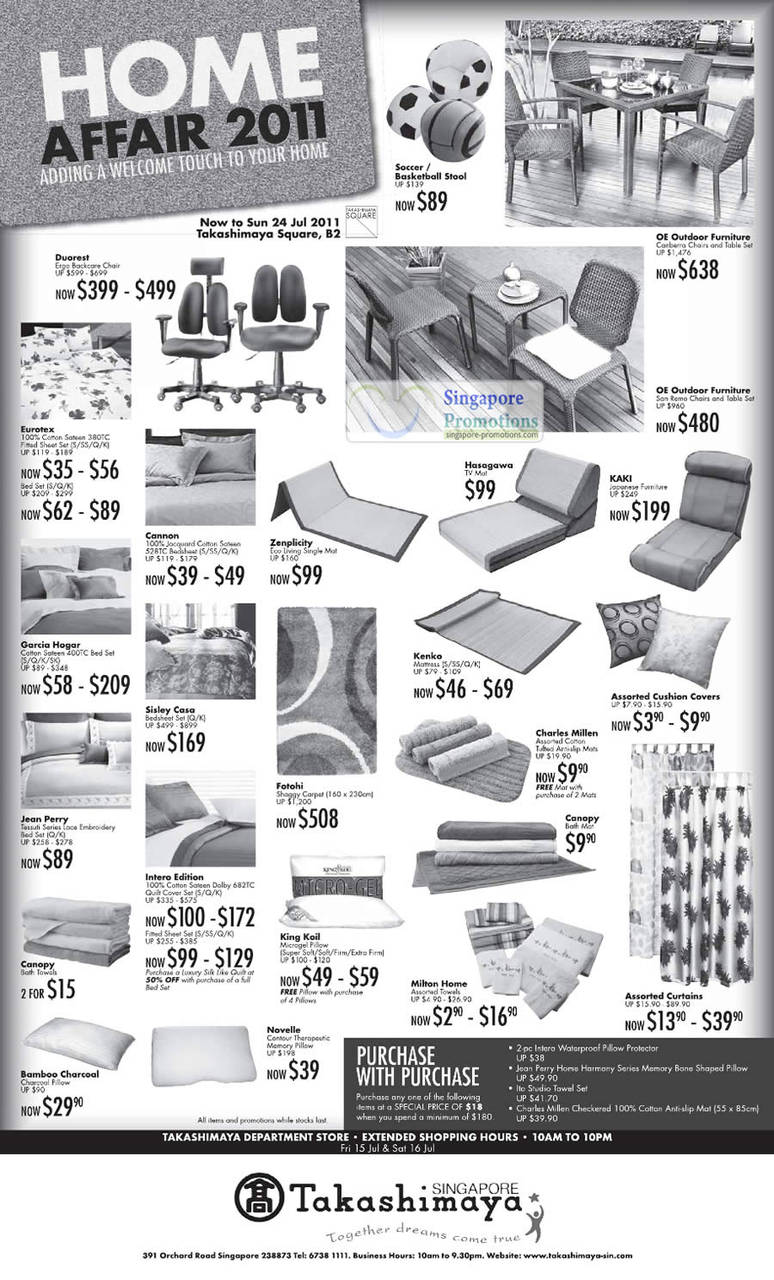 13 Jul Househould, Furniture, Bedding, OE Outdoor, Duorest Chair, Kaki, Hasagawa, Cannon, Zenplicity, Intero Edition, King Koil, Novelle, Milton Home, Bamboo Charcoal, Garcia Hogar