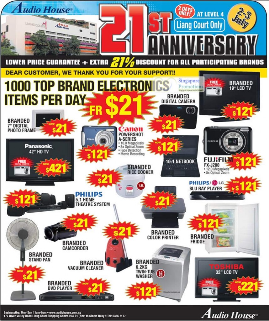 2 Jul Limited Deals From 21 Dollar, Digital Camera, LCD TV, Fujifilm FX-J200, Fans, Colour Printer, Washing Machine, LCD TV, Fridge, Digital Photo Frame, Panasonic, Rice Cooker