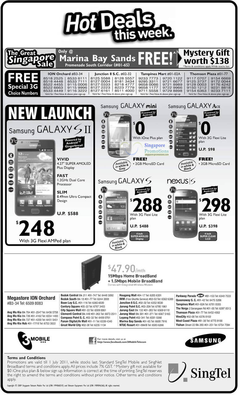 3Mobile Samsung Galaxy S II, Galaxy Mini, Galaxy Ace, Galaxy S, Nexus S