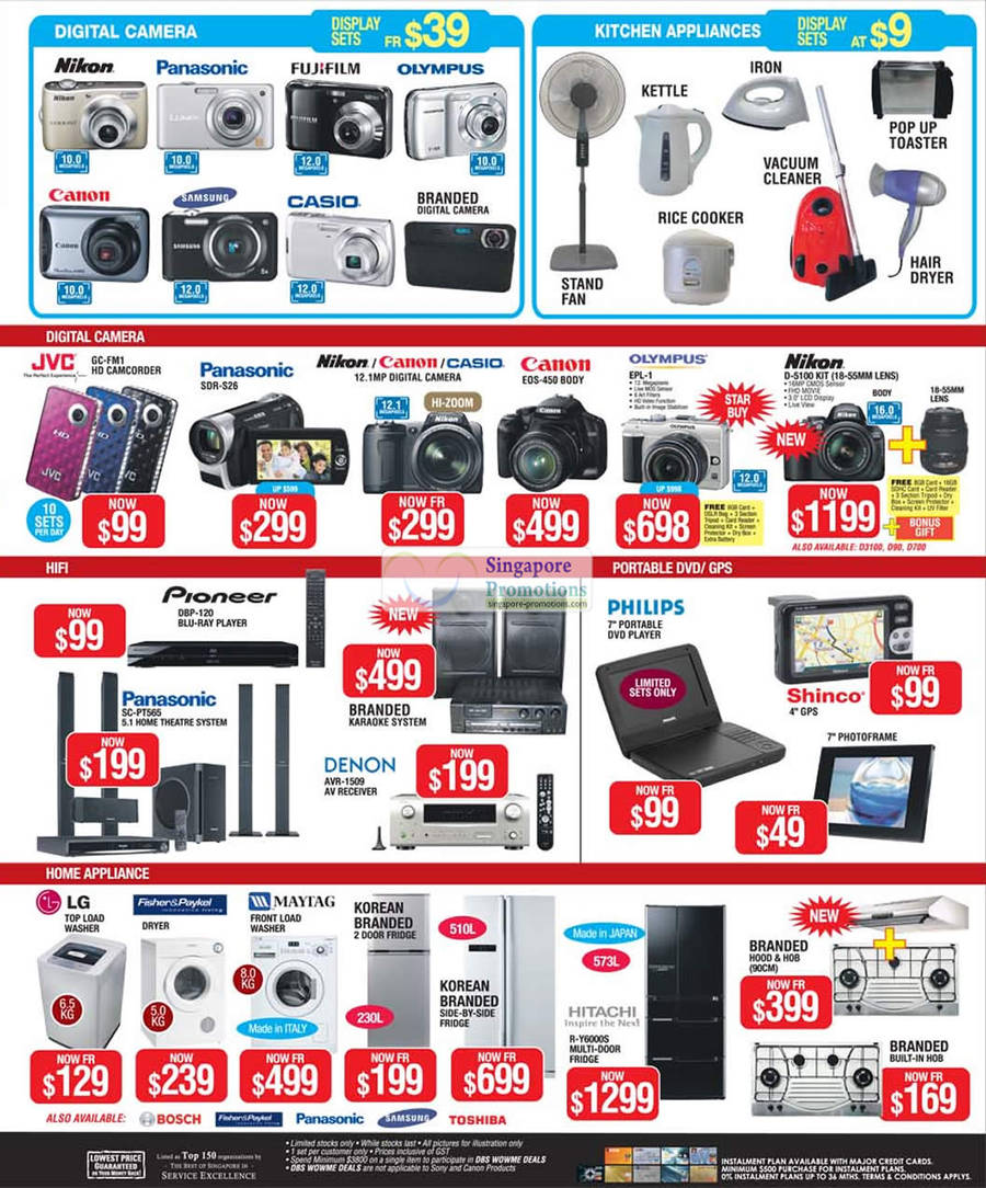 4 Jun Display Sets Digital Cameras, Kitchenware, Camcorders JVC GC-FM1, Panasonic SDR-S26, Canon EOS-45D, Olympus PL-1, Nikon D5100, Pioneer DBP-120, SC-PT565, AVR-1509, Hitachi R-Y6000S