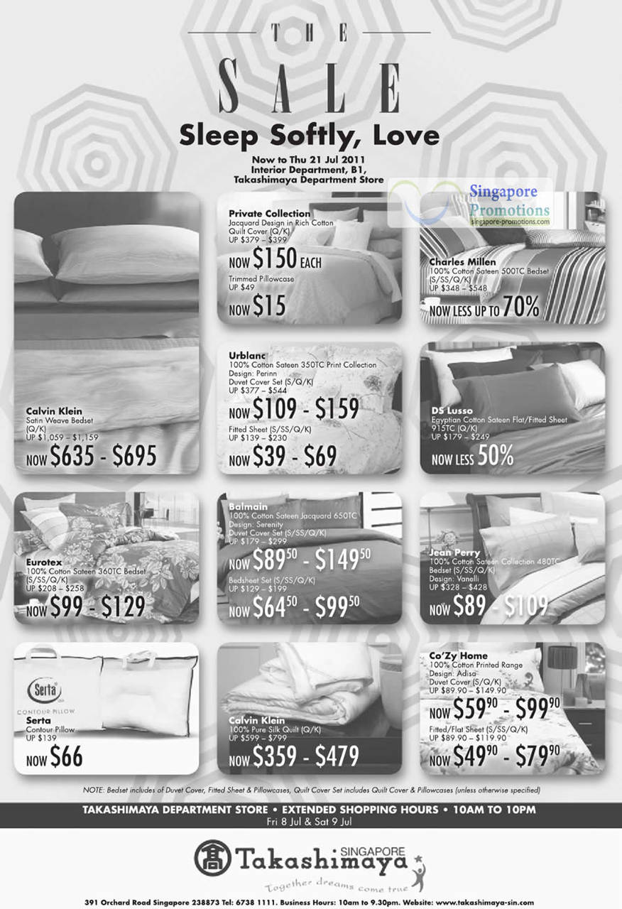 8 Jul Bedding Pillows, Private Collection, Charles Millen, DS Lusso, Urblanc, Calvin Klein, Eurotex, Balmain, Jean Perry, Serta, Co Zy Home