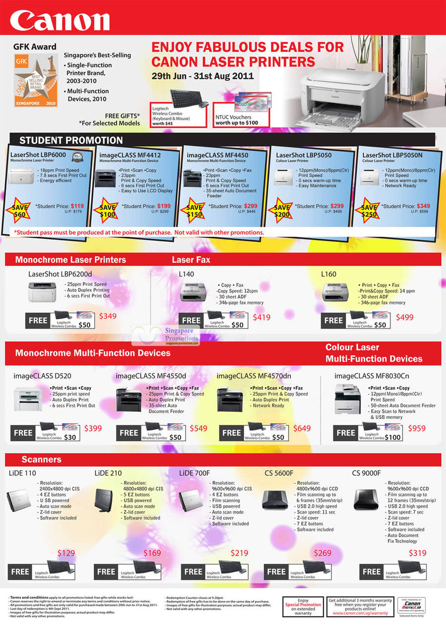 Laser Printers, ImageCLASS, LaserShot, Lide Scanners, Laser Fax, Multi-Function