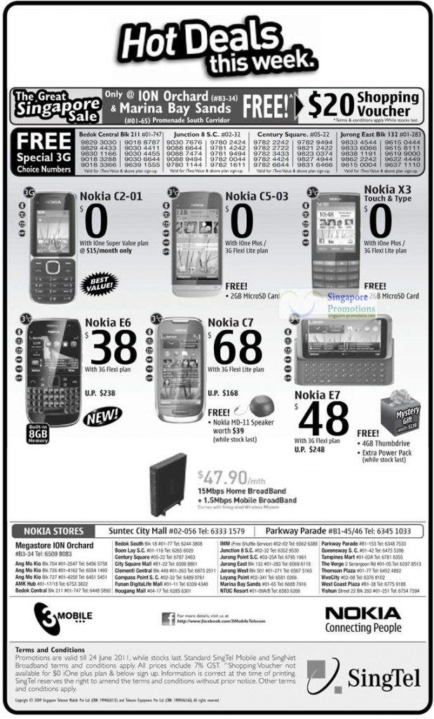 Nokia C2-01, Nokia C5-03, Nokia X3, Nokia E6, Nokia C7, Nokia E7