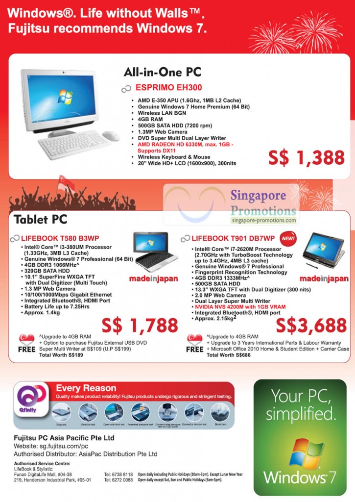 Desktop PC Esprimo EH300, Tablets Lifebook T580 B3WP, T901 DB7WP