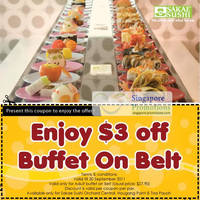 Featured image for (EXPIRED) Sakae Sushi $3 Off Buffet On Belt 11 Aug – 30 Sep 2011
