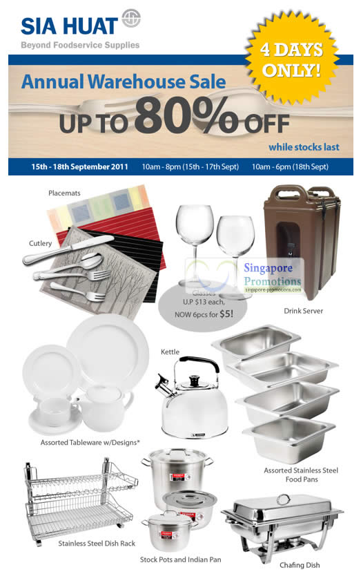 Featured image for Sia Huat Warehouse Sale 2011 Kitchenware Up To 70% Off 15 - 18 Sep 2011