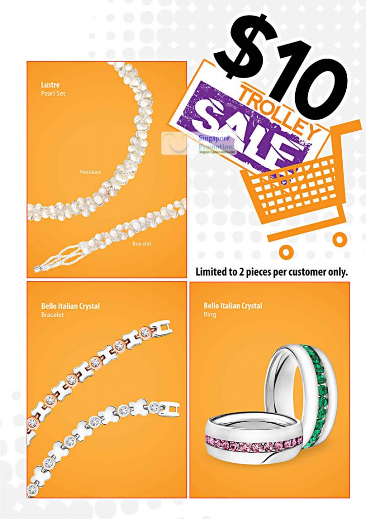 10 Dollar Trolley Sale, Lustre Pearl Set, Necklace, Bracelet, Bello Italian Crystal Bracelet, Ring