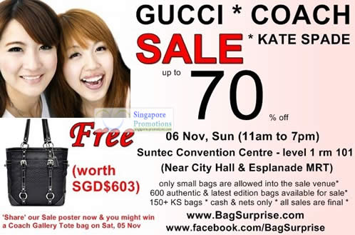 Featured image for BagSurprise Branded Handbags Sale Up To 70% Off @ Suntec 6 Nov 2011