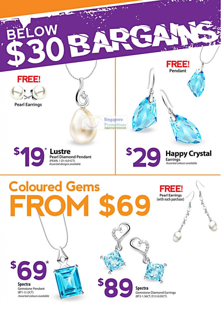 Below 30 Dollar Bargains, Lustre Pearl Diamond Pendant, Happy Crystal Earrings, Spectra Gemstone Pendant, Diamond Earrings