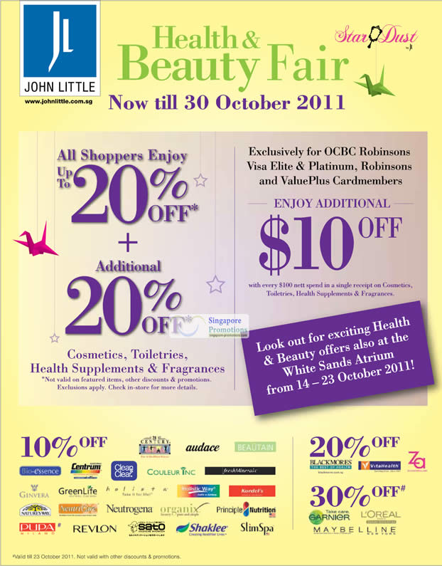 Featured image for John Little Health & Beauty Fair 19 - 30 Oct 2011