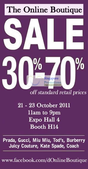 Featured image for TheOnlineBoutique Branded Handbags Sale Up To 70% Off @ Singapore Expo 21 - 23 Oct 2011
