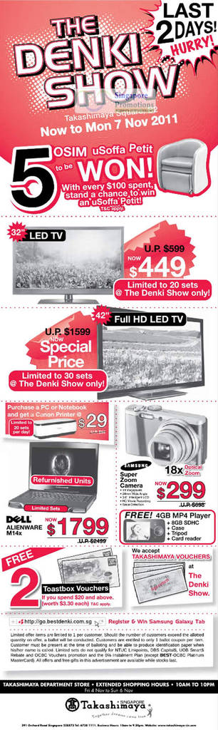 Featured image for (EXPIRED) Takashimaya The Best Denki Show Electronics Special Offers 2 – 7 Nov 2011