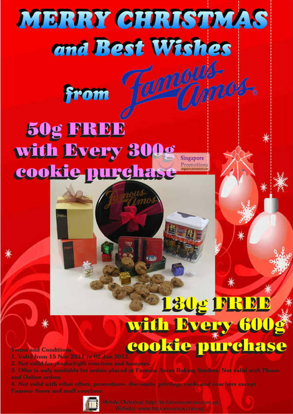 Featured image for (EXPIRED) Famous Amos Free Extra Cookies With 300g Cookie Purchase 15 Nov 2011 – 2 Jan 2012