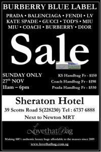 Featured image for (EXPIRED) LovethatBag Branded Handbags Sale @ Sheraton Hotel 27 Nov 2011
