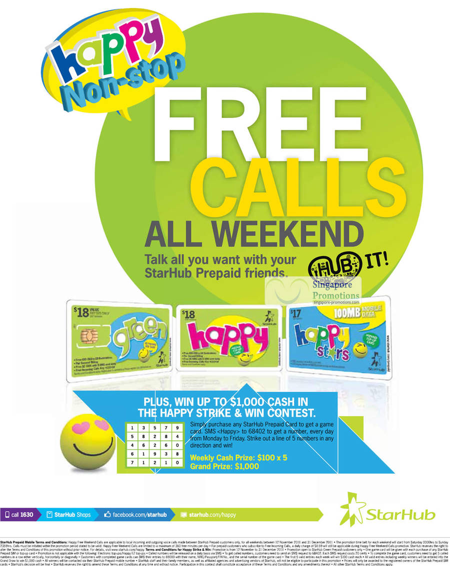 StarHub Prepaid Free Weekend Calls 18 Nov 2011