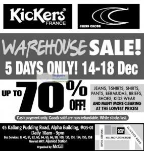 Featured image for (EXPIRED) McGill Kickers France & Criss Cross Up To 70% Off Warehouse Sale 14 – 18 Dec 2011