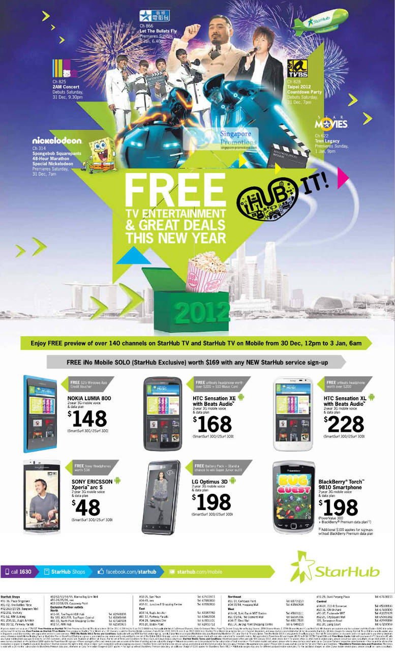 Nokia Lumia 800, Sony Ericsson Xperia Arc S, HTC Sensation XE, LG Optimus 3D, HTC Sensation XL, Blackberry Torch 9810