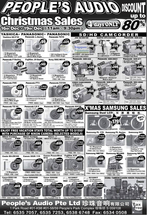 Featured image for (EXPIRED) People’s Audio Digital Cameras & Video Camcorders Sale 16 – 19 Dec 2011