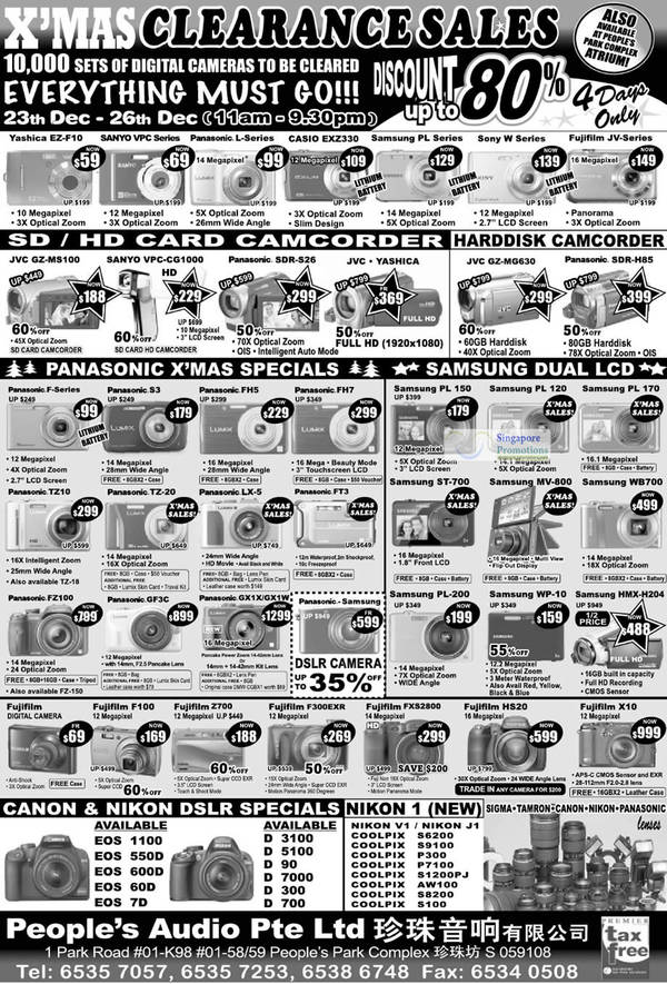 Featured image for (EXPIRED) People’s Audio Digital Cameras & Video Camcorders Sale 23 – 26 Dec 2011