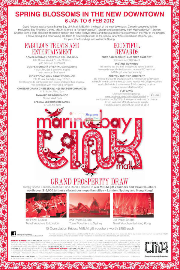 Featured image for (EXPIRED) Marina Bay Link Mall Chinese New Year Promotions & Activities 6 Jan – 6 Feb 2012