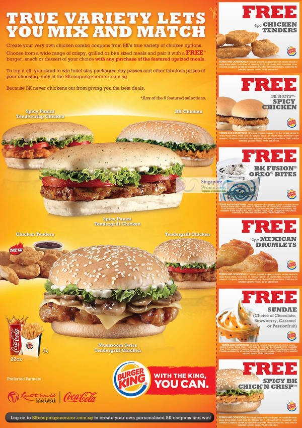 Featured image for (EXPIRED) Burger King Free Burger / Snack / Dessert With Upsized Meal Purchase Coupons 17 Feb – 21 Mar 2012