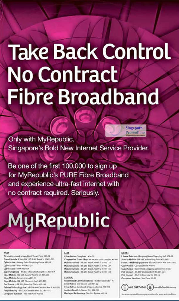Featured image for MyRepublic No Contract Fibre Broadband Promotion 22 Feb 2012