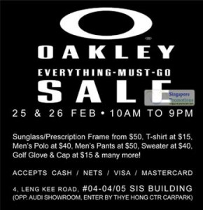 Featured image for (EXPIRED) Oakley Everything Must Go Sale 25 – 26 Feb 2012