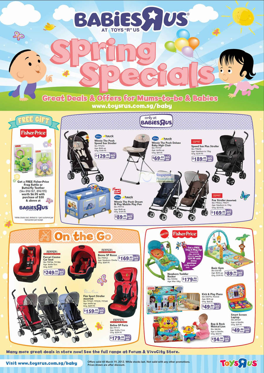 Strollers, Disney, ESPRIT, Ferrari Car Seats, Rocker, Piano, Basic Gym