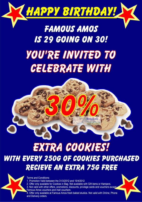 Featured image for (EXPIRED) Famous Amos Free 30% Extra Cookies With Every 250g Purchase 31 Mar – 15 Apr 2012