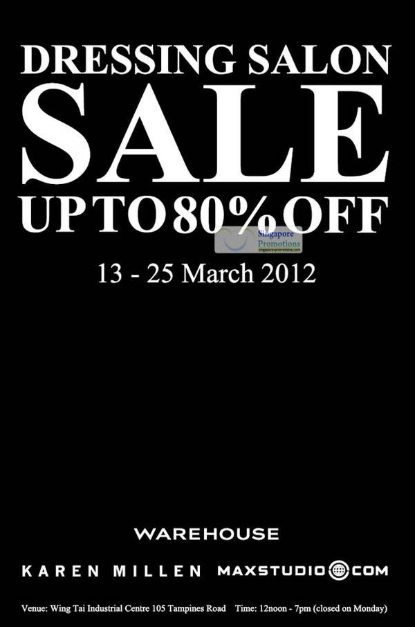 Featured image for (EXPIRED) Warehouse, Karen Millen & MaxStudio.Com Dressing Salon Sale 13 – 25 Mar 2012