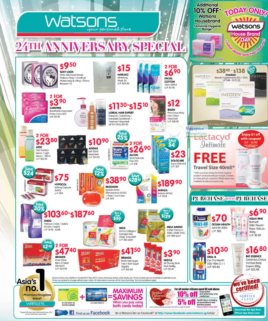 Anniversary Specials, Ocean Helath, Brands Birds Nest, Avenza, Redoxon, Hypocol