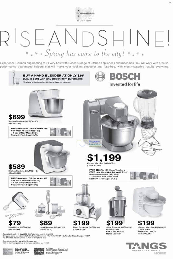 Featured image for (EXPIRED) Tangs Bosch Appliances & Honey Promotion Offers 27 Apr 2012