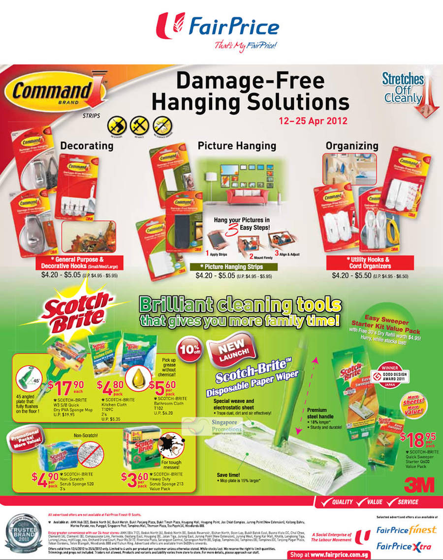 Command Brand Hooks, Hangers, Scotch Brite