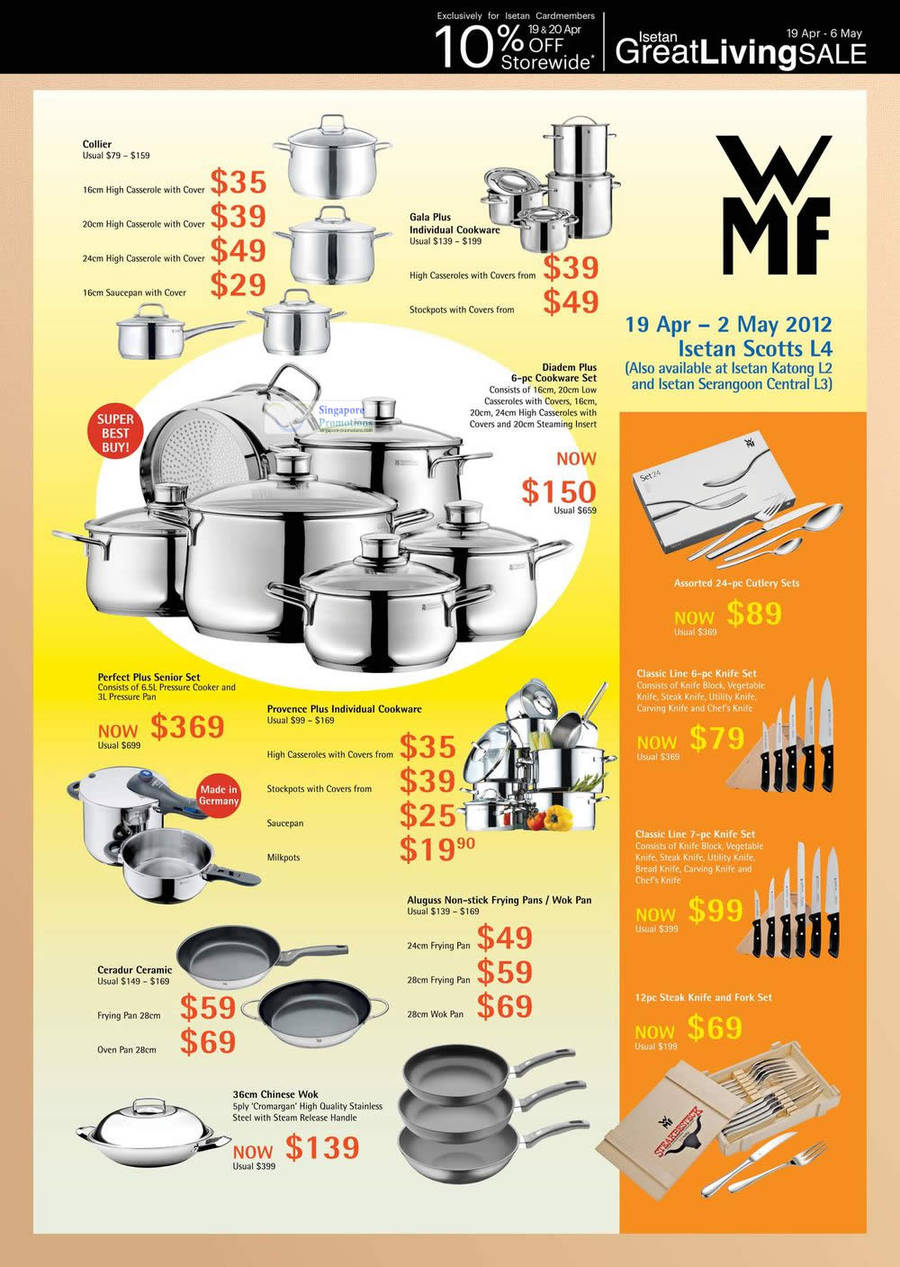 WMF Cookware Set, Frying Pan, Wok Pan, Sauce Pan