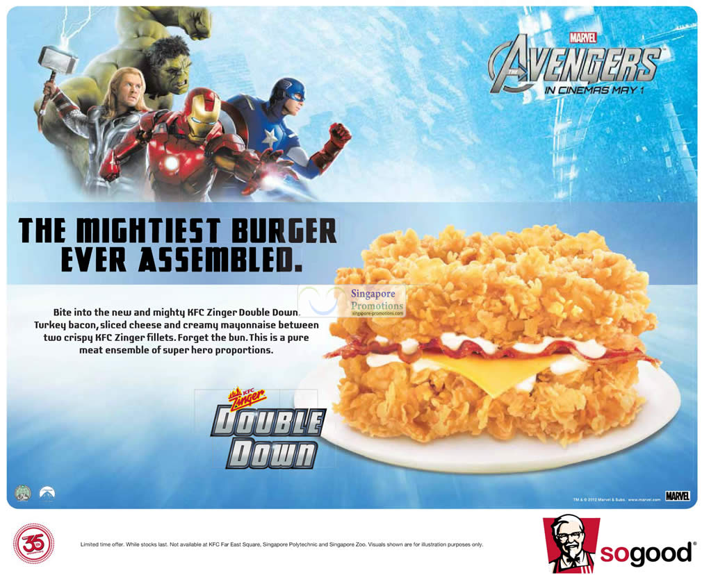 Featured image for KFC Singapore New Zinger Double Down Burger 15 Apr - 31 May 2012