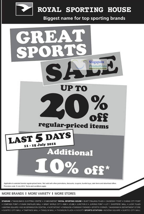 Featured image for (EXPIRED) Royal Sporting House Up To 20% Off Sale 24 May – 15 Jul 2012