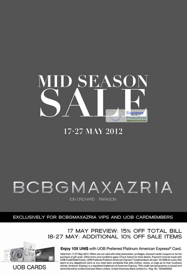 Featured image for (EXPIRED) Bcbgmaxazria Mid Season Sale 17 – 27 May 2012