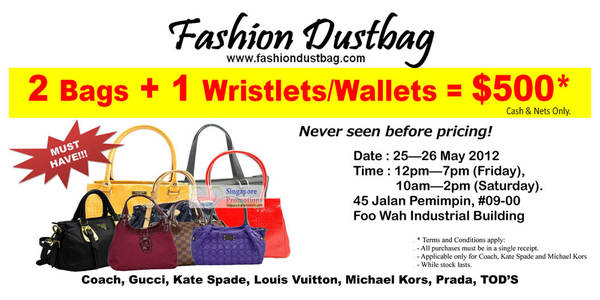 Featured image for (EXPIRED) Fashion Dustbag Branded Handbags & Accessories Sale 25 – 26 May 2012