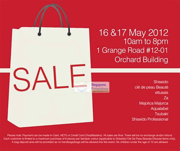 Featured image for (EXPIRED) Shiseido Sale @ Orchard Building 16 – 17 May 2012